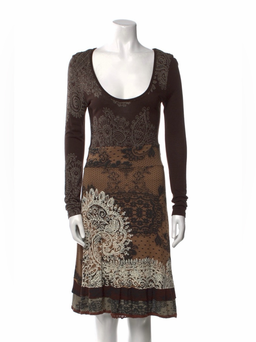 Desigual Brown Paisley Midi Dress